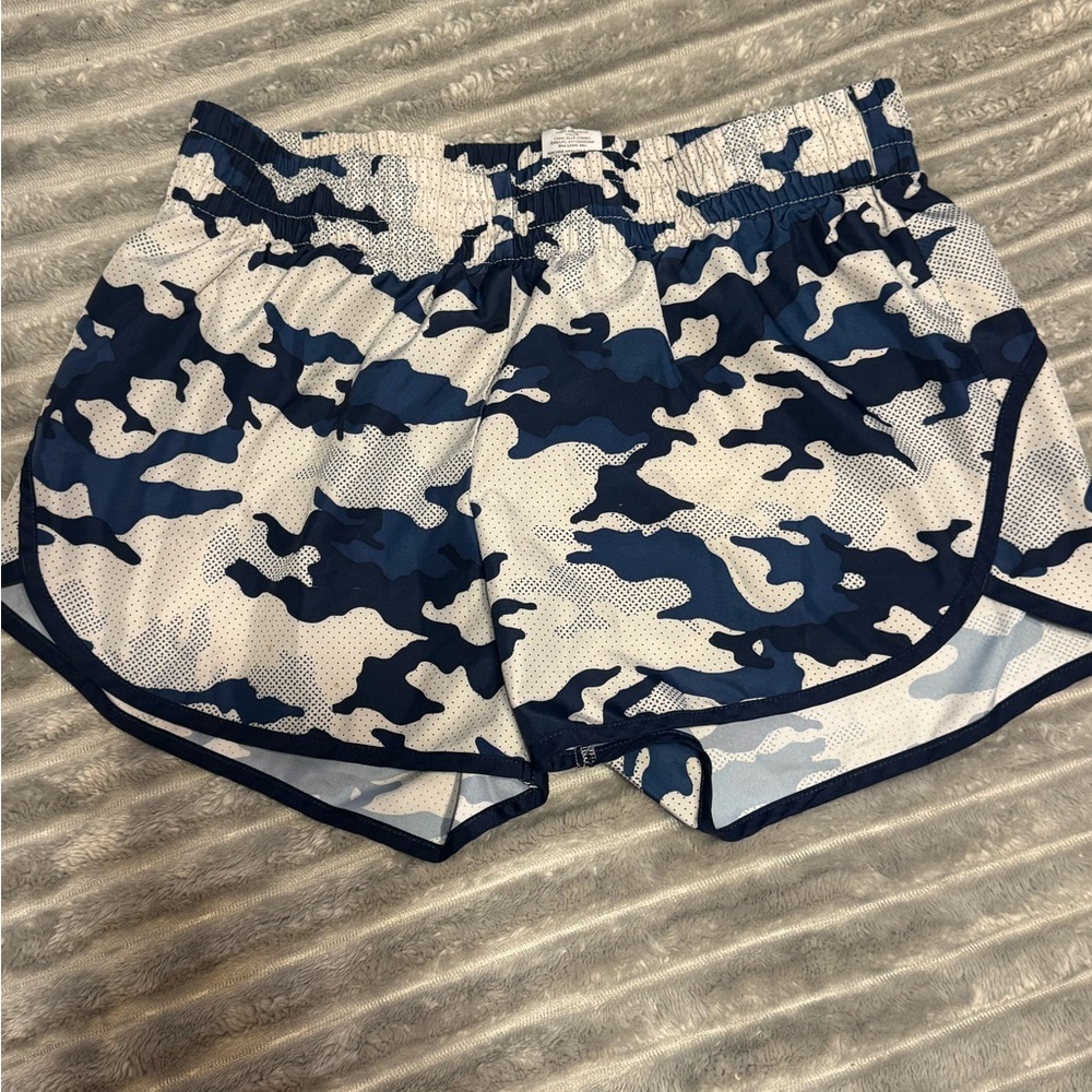 Athletic Works Blue and White Camo Athletic Shorts